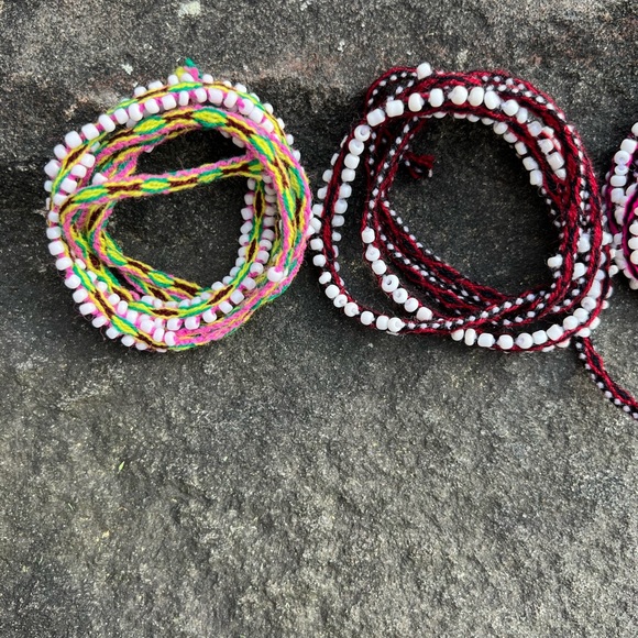 Set of 3 Watana Peruvian beaded woven wrap beaded friendship bracelets ties - Picture 2 of 6